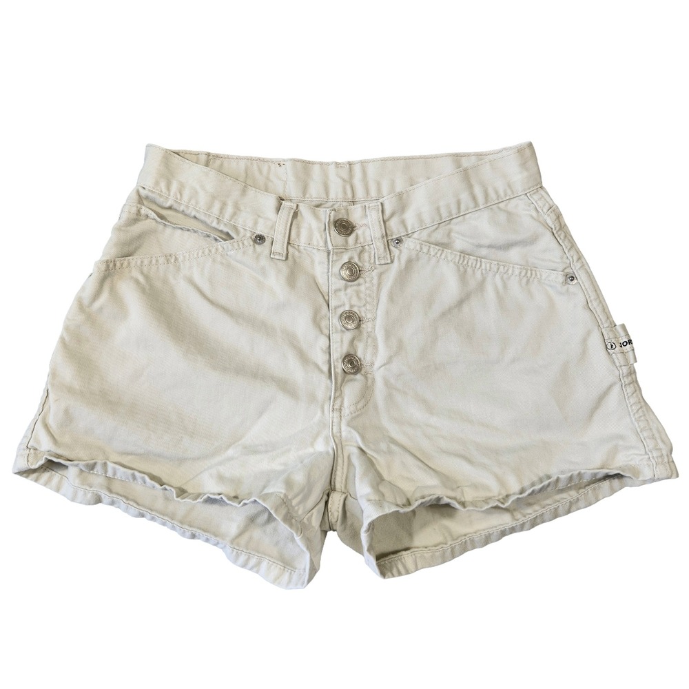 Vtg Jordache Shorts Womens 8 Y2k Beige Button Fly Cargo High Waist Retro Summer